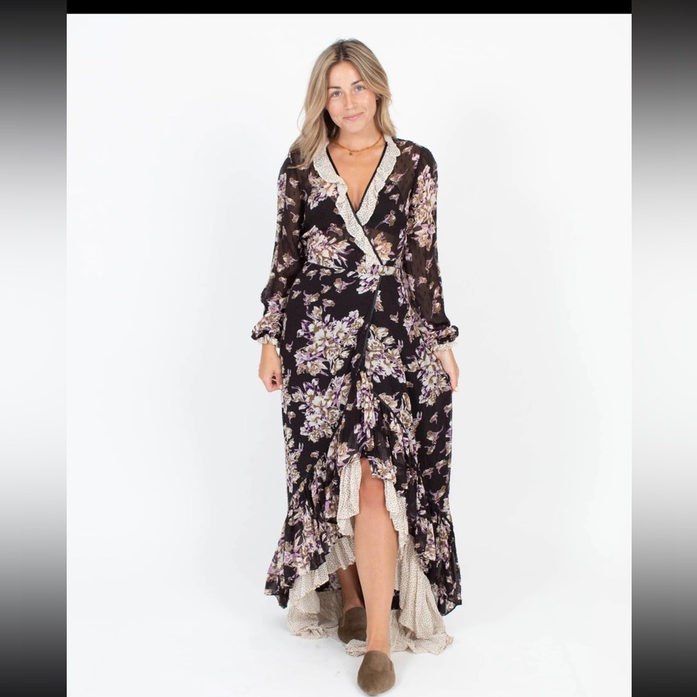 [By Timo] Floral/Polka Dot Ruffle Maxi Dress - Size XS NWT